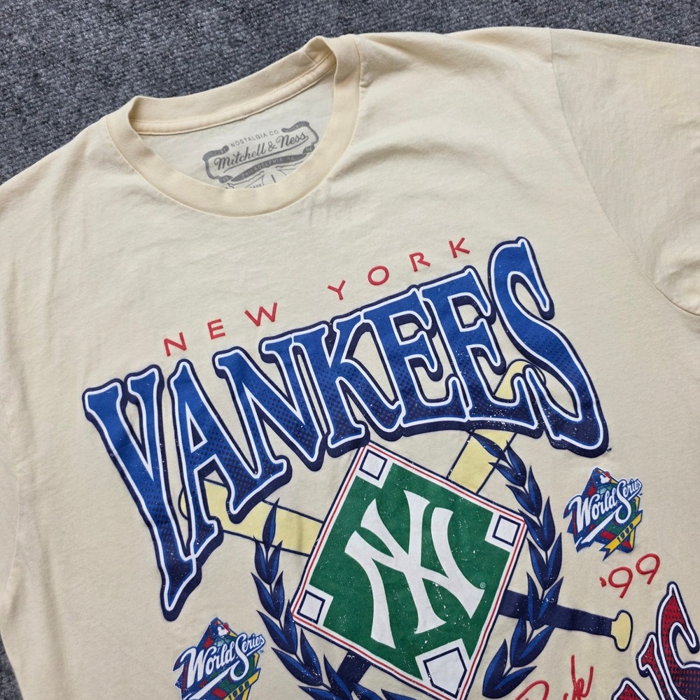 Mitchell Ness NY Yankees 1998 1999 World Series Champions Shirt Mens Large Cream